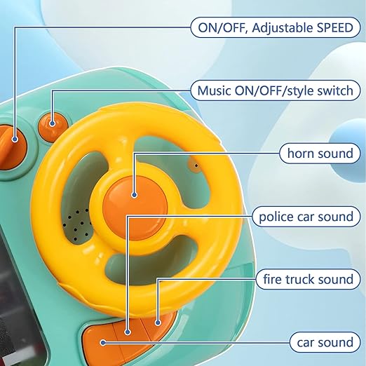 Baby Musical Steering Wheel Toy, Toddler Simulated Driving Racing Car Game with Sound,Pretend Play Driving Toy Toddler Sensory Toys