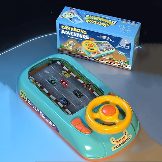 Baby Musical Steering Wheel Toy, Toddler Simulated Driving Racing Car Game with Sound,Pretend Play Driving Toy Toddler Sensory Toys
