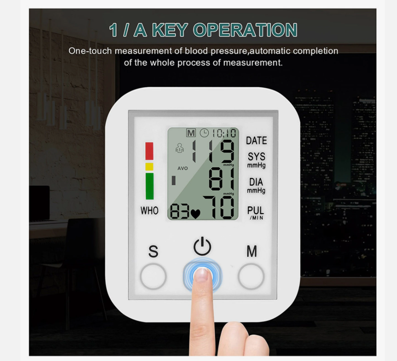 Blood Pressure Monitor Portable & Household Arm Band Type Sphygmomanometer LCD Display Accurate Measurement 1
